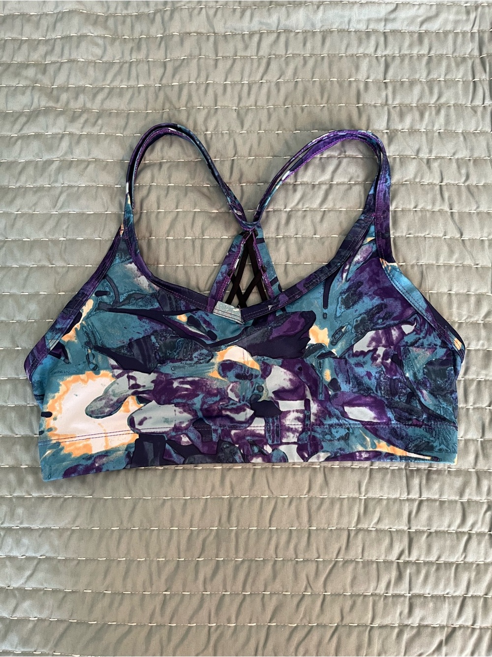Joylab Abstract Strappy Sports Bra - Purple/Teal